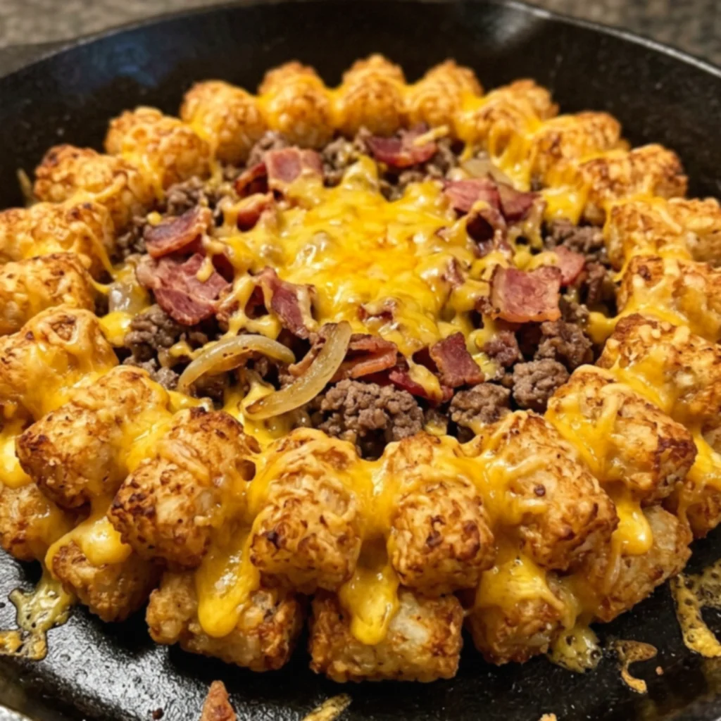 Bacon Cheeseburger Tater Tot Crunch Ring