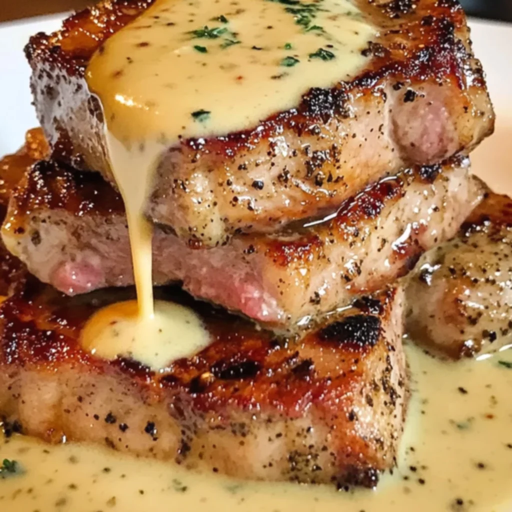 Bacon Pork Chops with Dijon Cream Sauce