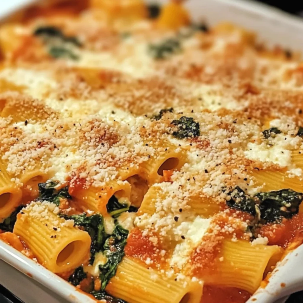 Baked Rigatoni with Spinach and Ricotta