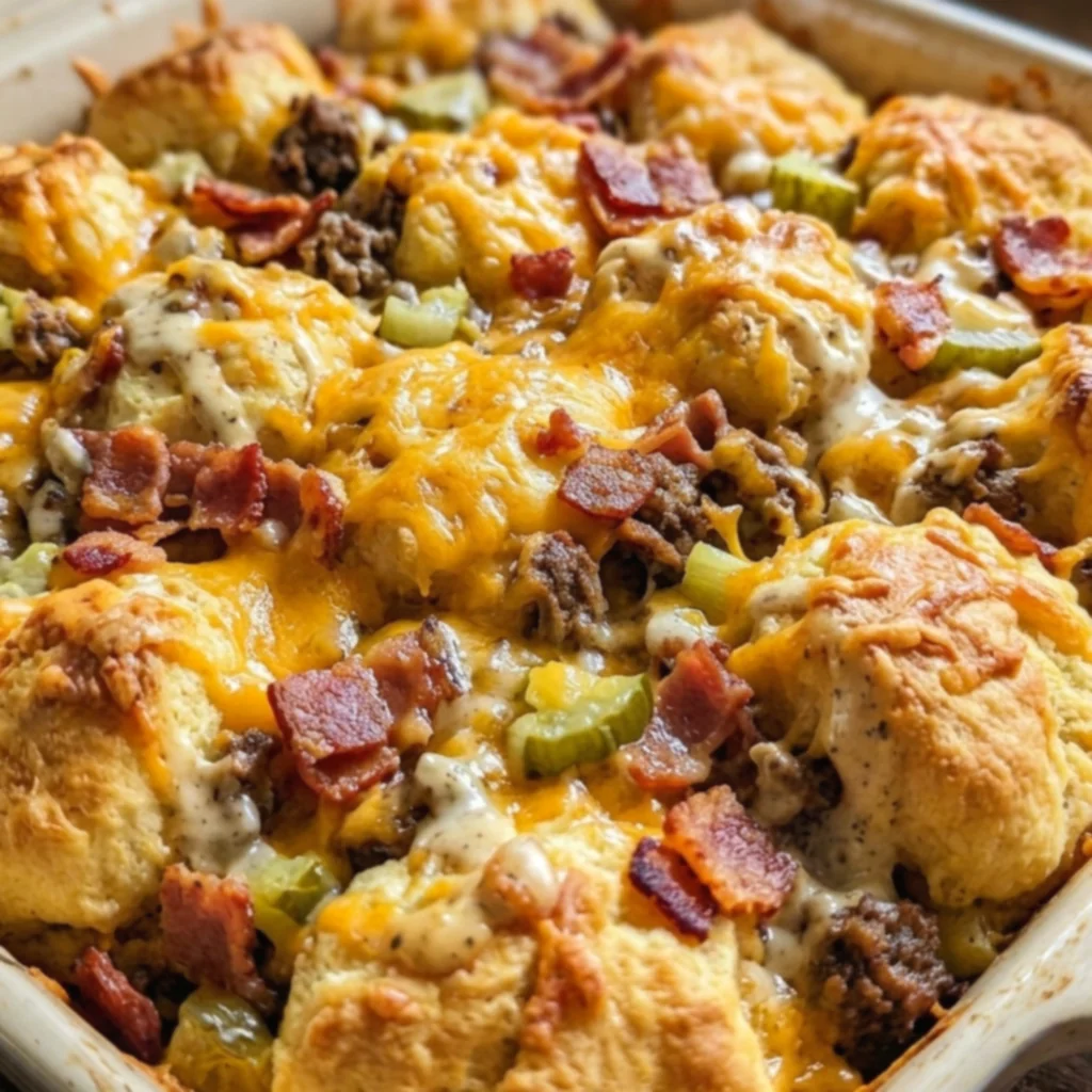Big Mac Bacon Ranch Biscuit Bake