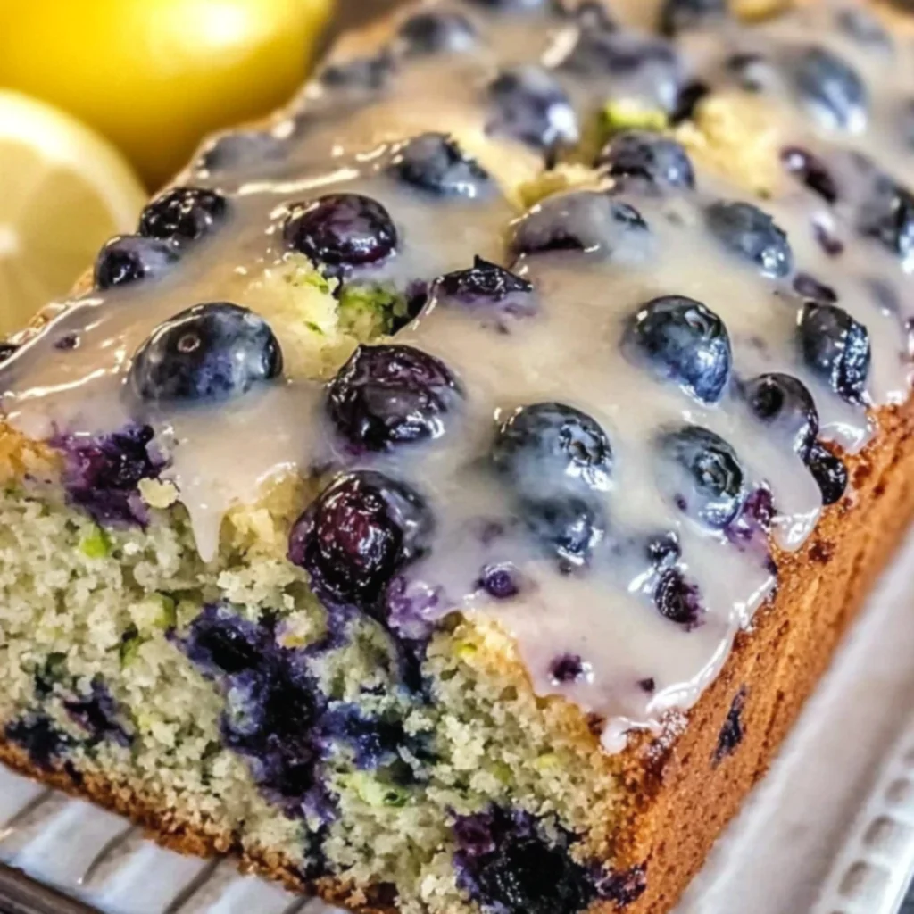 Blueberry Zucchini Bread with Lemon Glaze