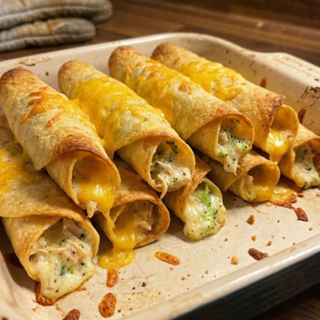 Broccoli Cheddar Chicken Crispy Potato Taquitos