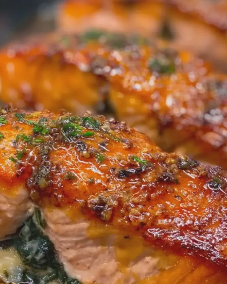 Brown Sugar Glazed Stuffed Salmon