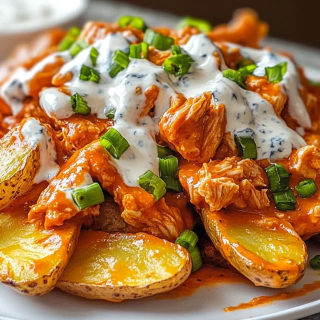 Buffalo Chicken Potato Wedges