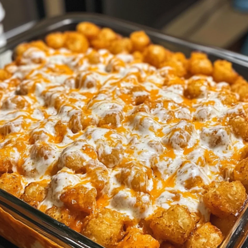 Buffalo Chicken Tater Tot Bake