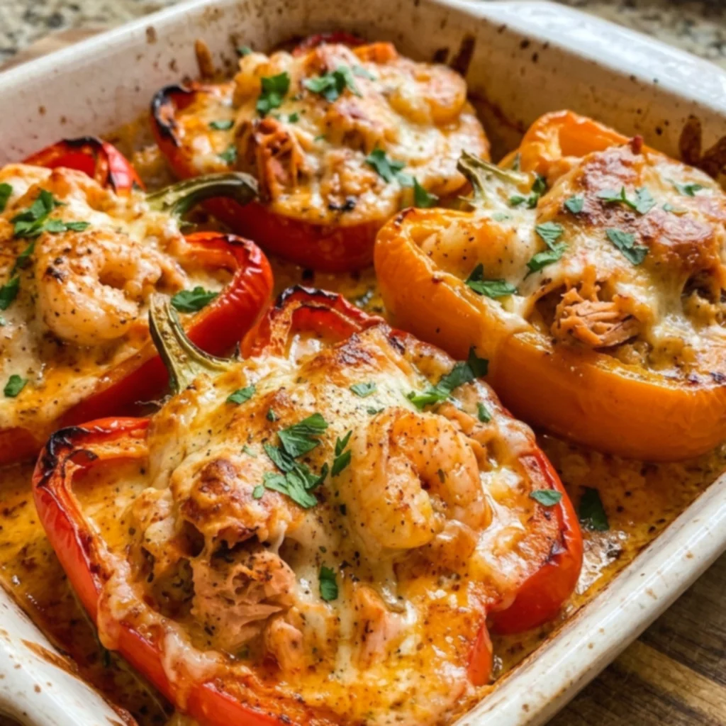 Cajun Garlic Butter Salmon Shrimp Peppers