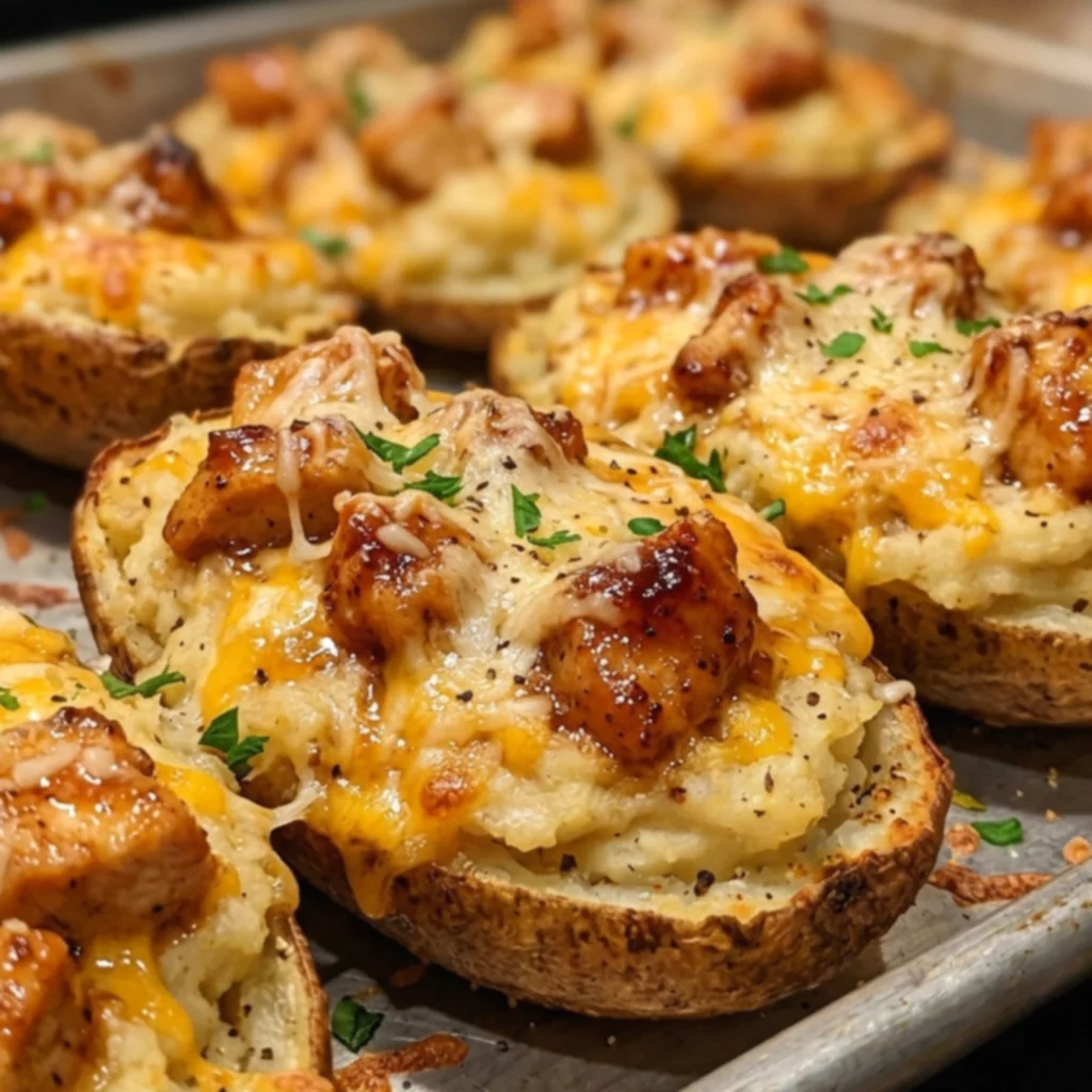 Cajun Honey Chicken Parmesan Loaded Potato Boats