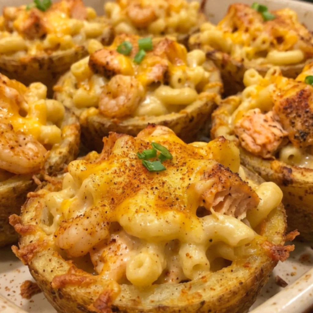 Cajun Salmon Shrimp Mac Cheese Cups