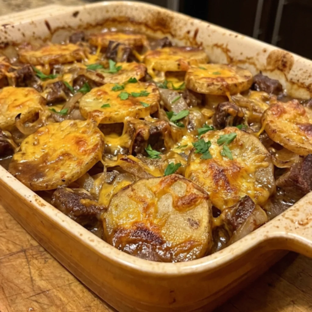 Cheeseburger Hash Brown Skillet Pie