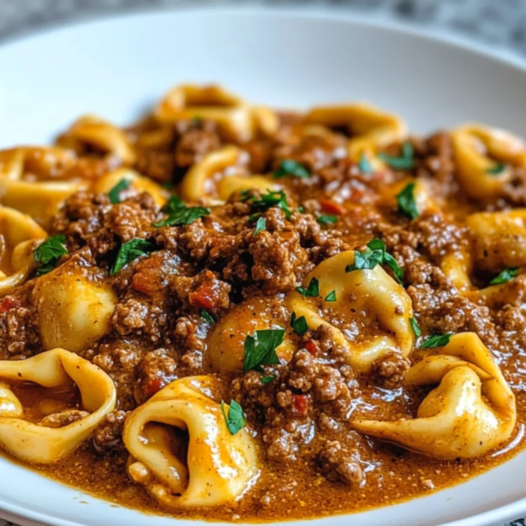 Cheesy Cajun Garlic Beef Tortellini