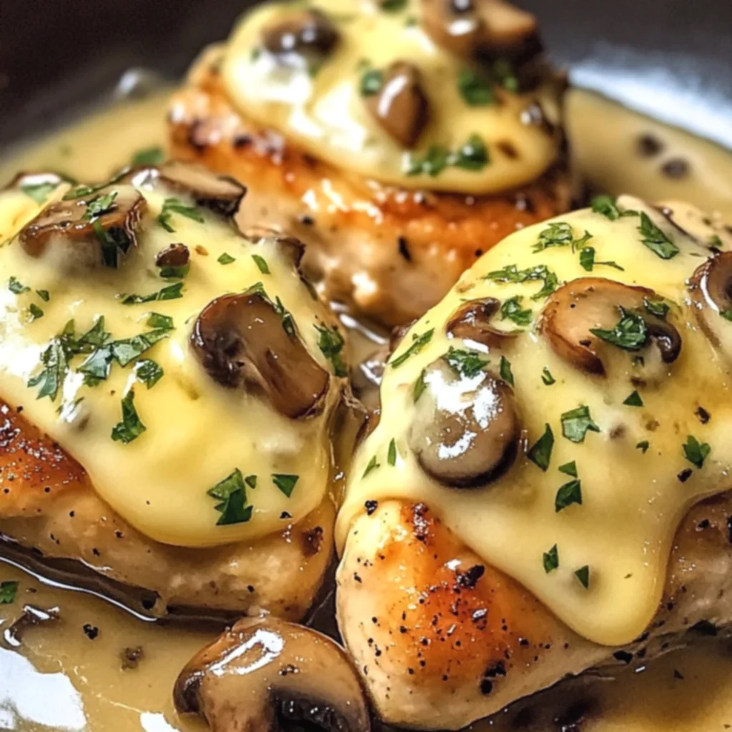 Cheesy Garlic Butter Mushroom Stuffed Chicken