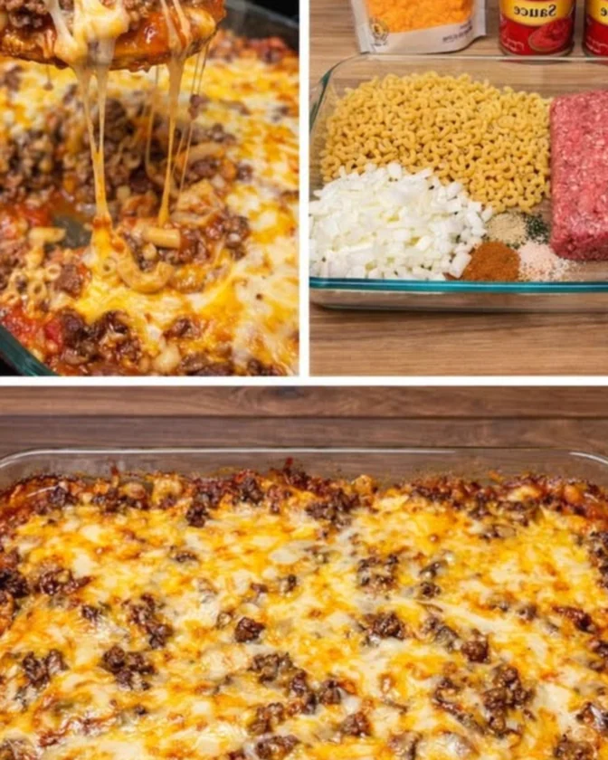 Cheesy Old Fashioned Beef & Macaroni Bake