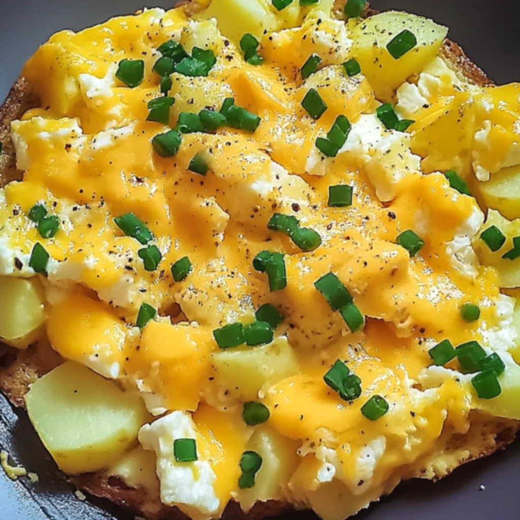 Cheesy Potato Egg Scramble