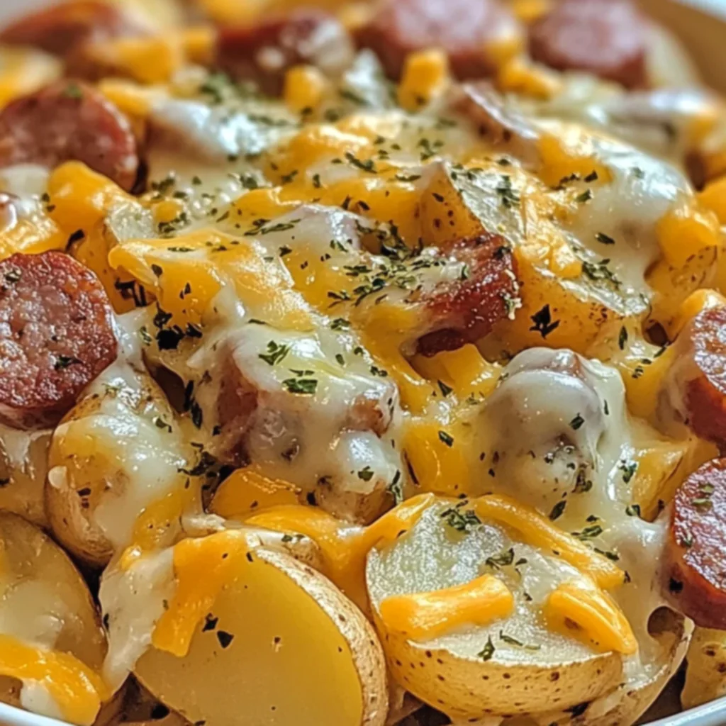 Cheesy Ranch Potatoes and Smoked Sausage