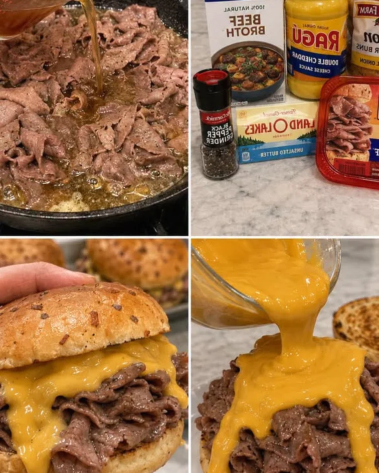 Cheesy Roast Beef Onion Sandwiches