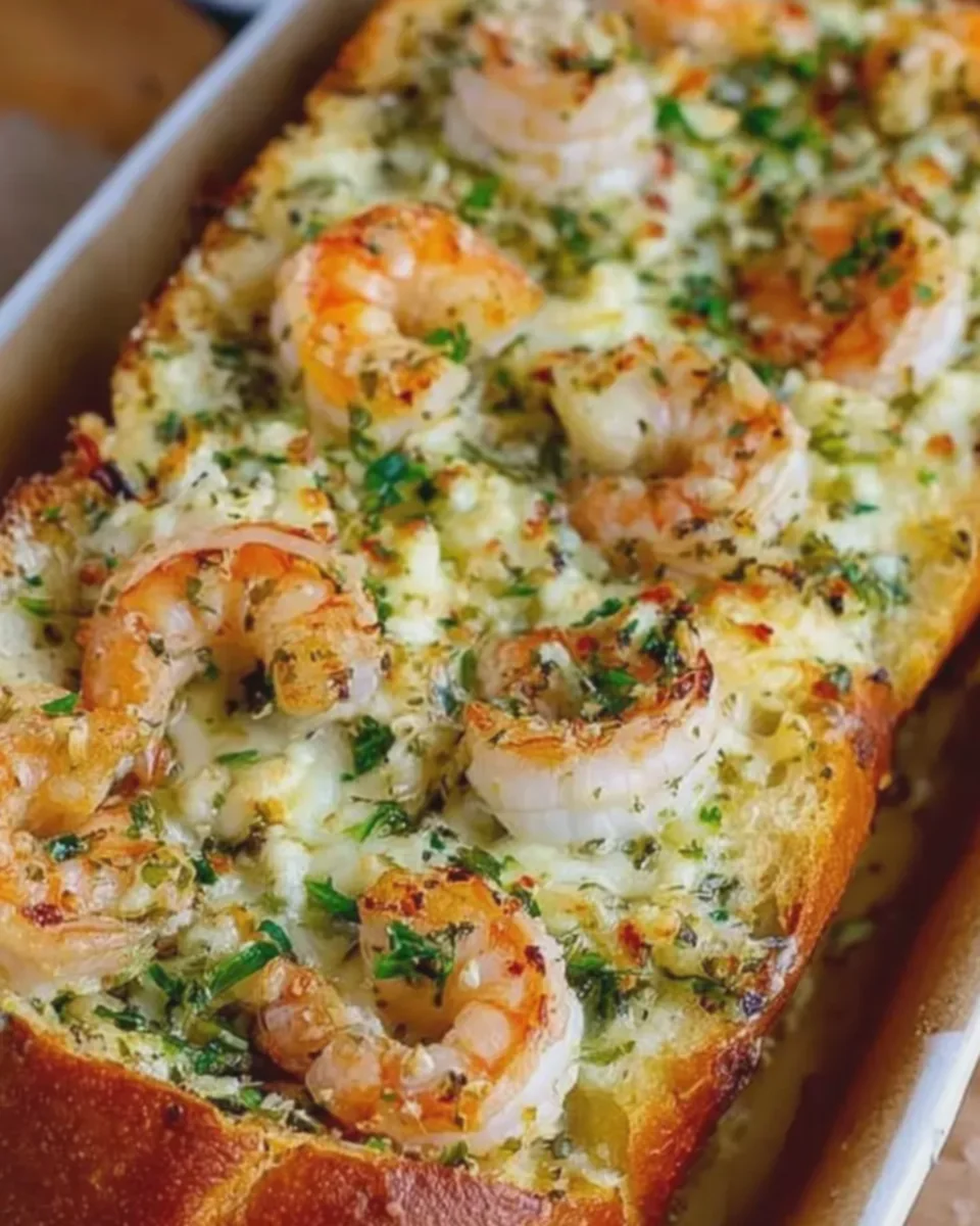 Cheesy Shrimp Garlic Bread