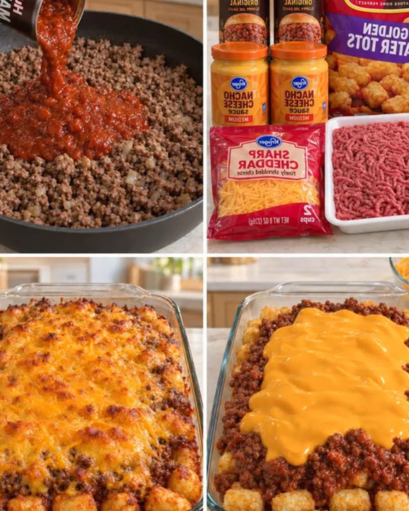 Cheesy Sloppy Joe Tater Tot Bake