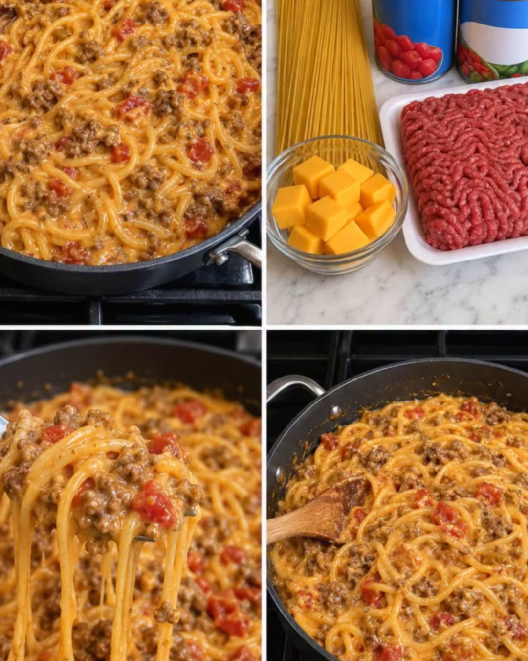 Cheesy Taco Beef Spaghetti Bake
