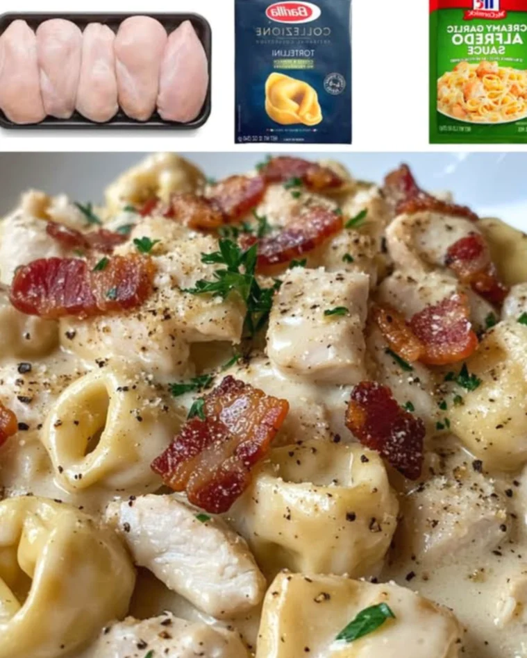 Chicken Alfredo Bacon Tortellini FULL RECIPE IN COMMENTS