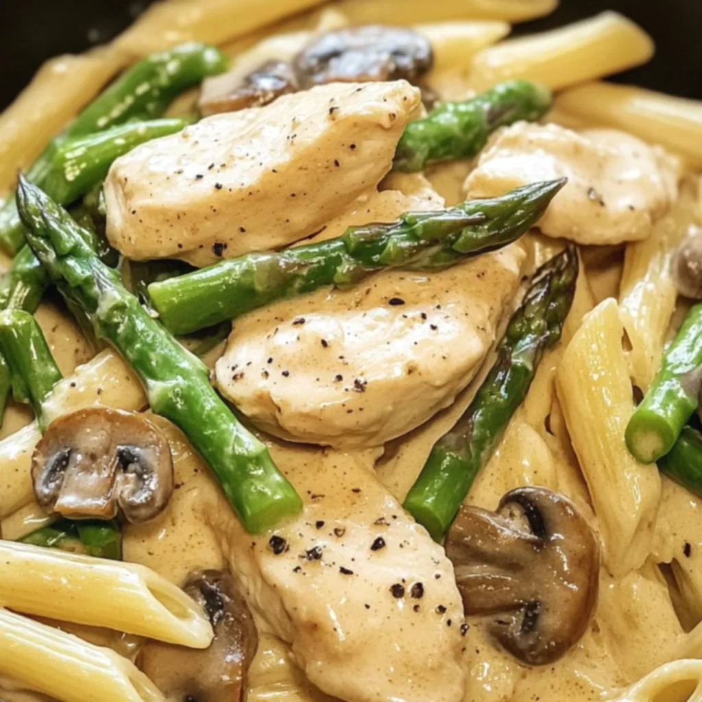 Chicken Penne with Mushroom Asparagus