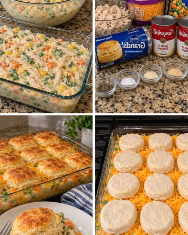 Chicken Pot Pie Biscuit Casserole