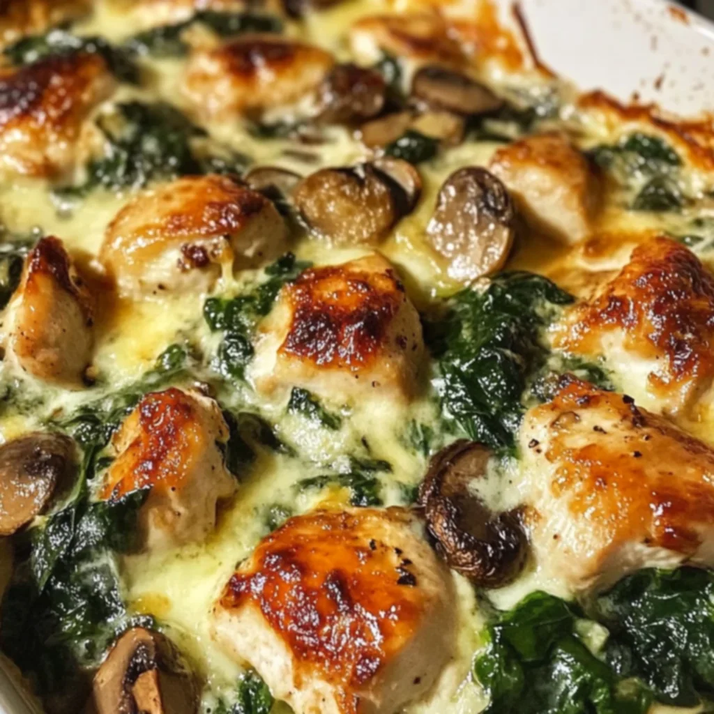 Chicken Spinach Mushroom Bake