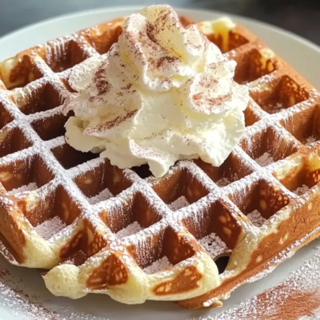 Cinnamon Waffles with Whipped Cream
