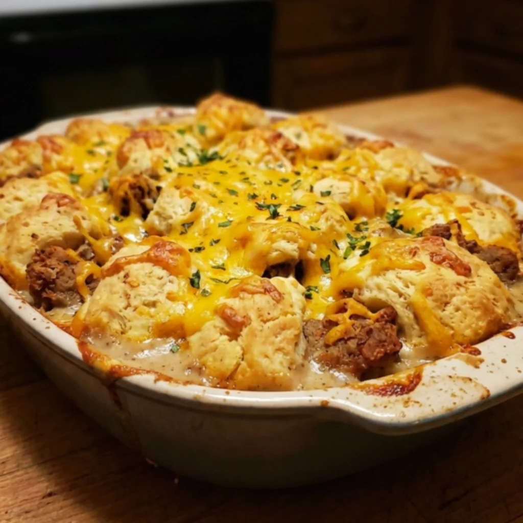 Country Fried Steak & Gravy Biscuit Bake