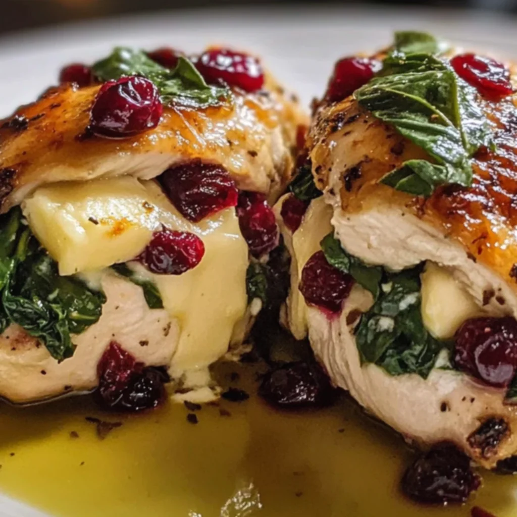 Cranberry Spinach Stuffed Chicken