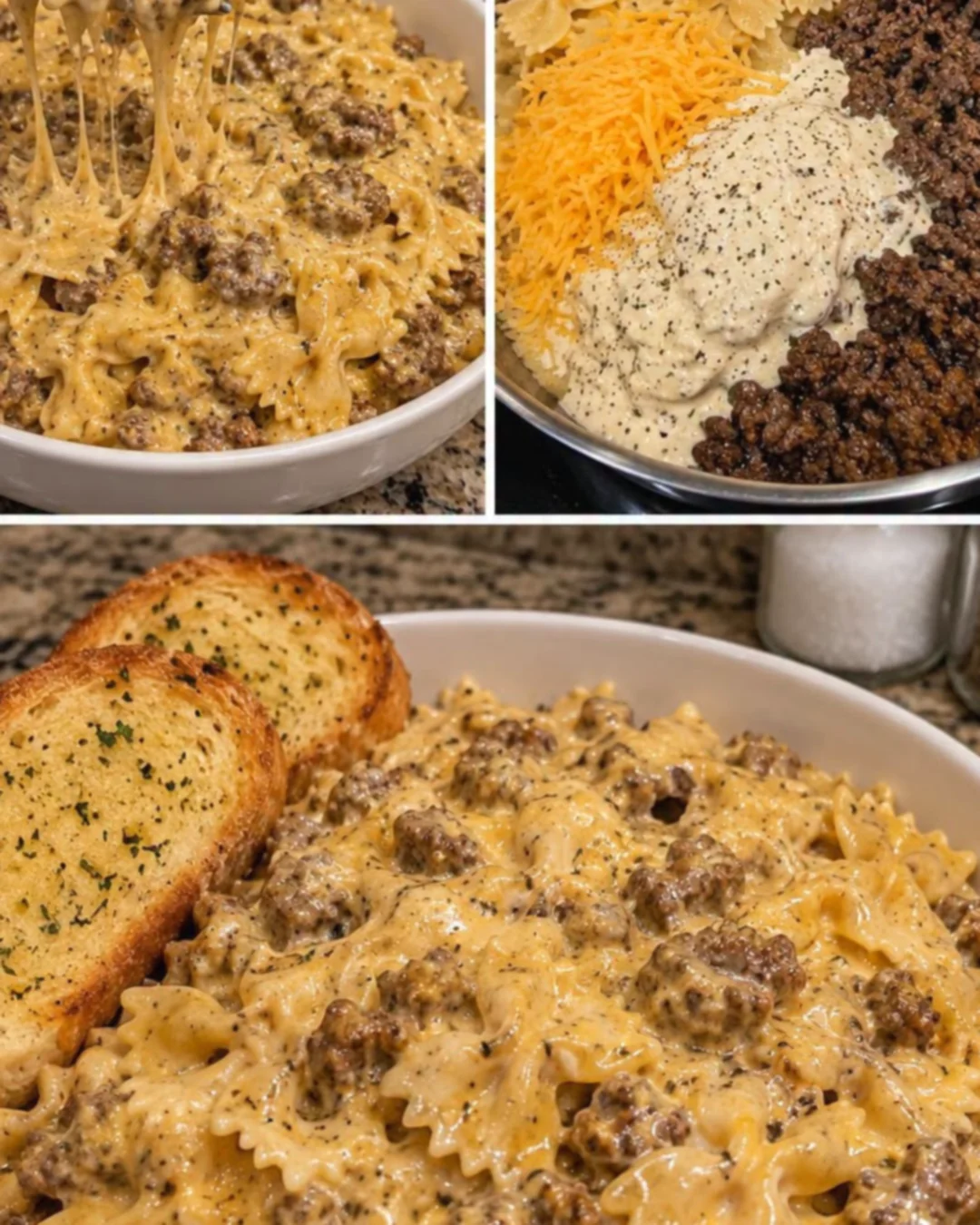 Creamy Cheesy Beef Bowtie Pasta