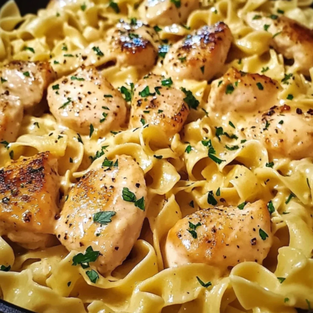 Creamy Garlic Butter Chicken with Egg Noodles