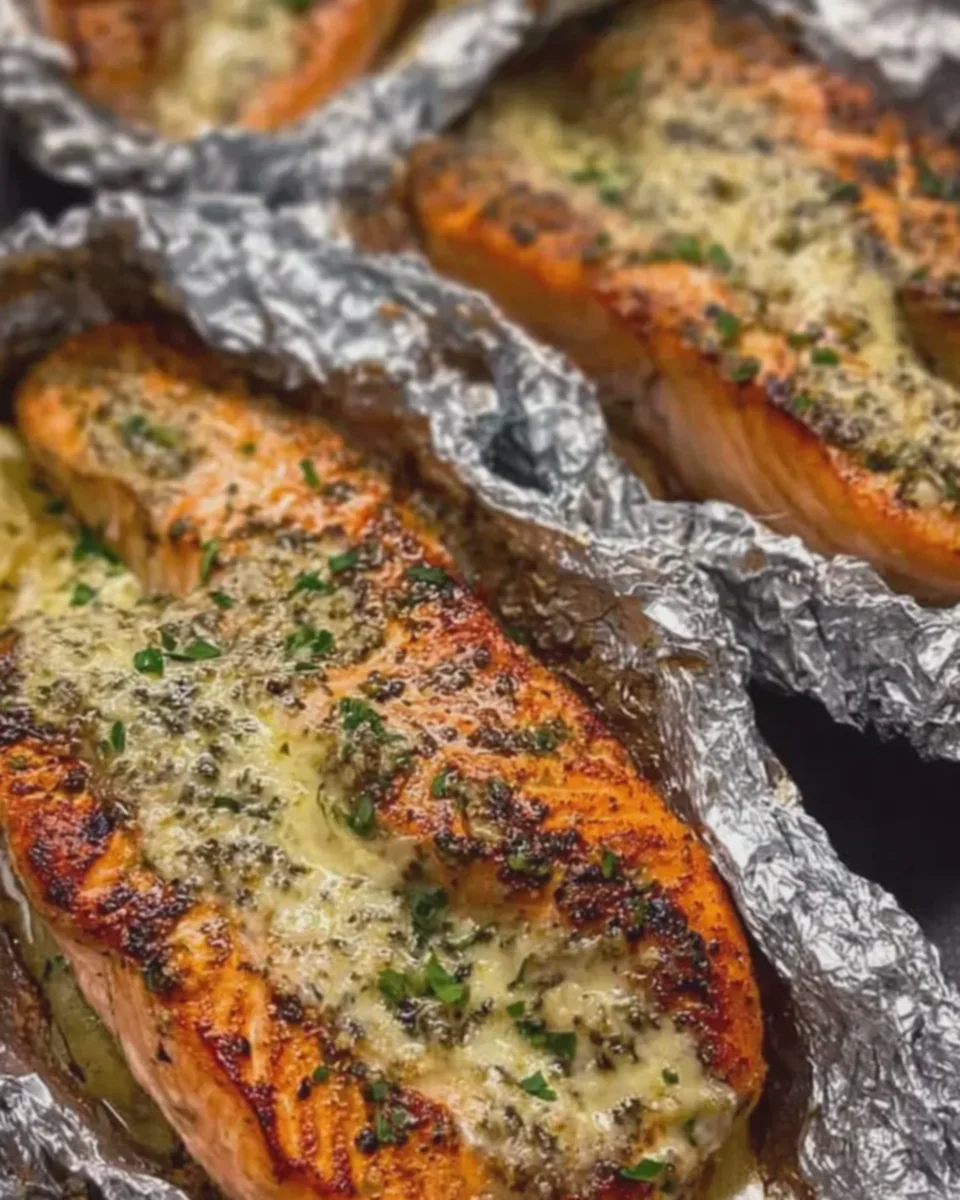Creamy Garlic Herb Seafood Foil Packs