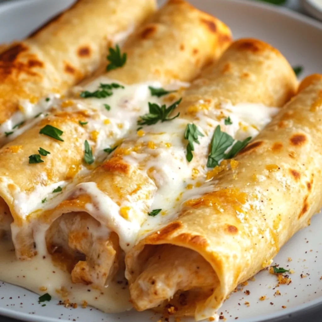 Creamy Garlic Parmesan Chicken Taquitos