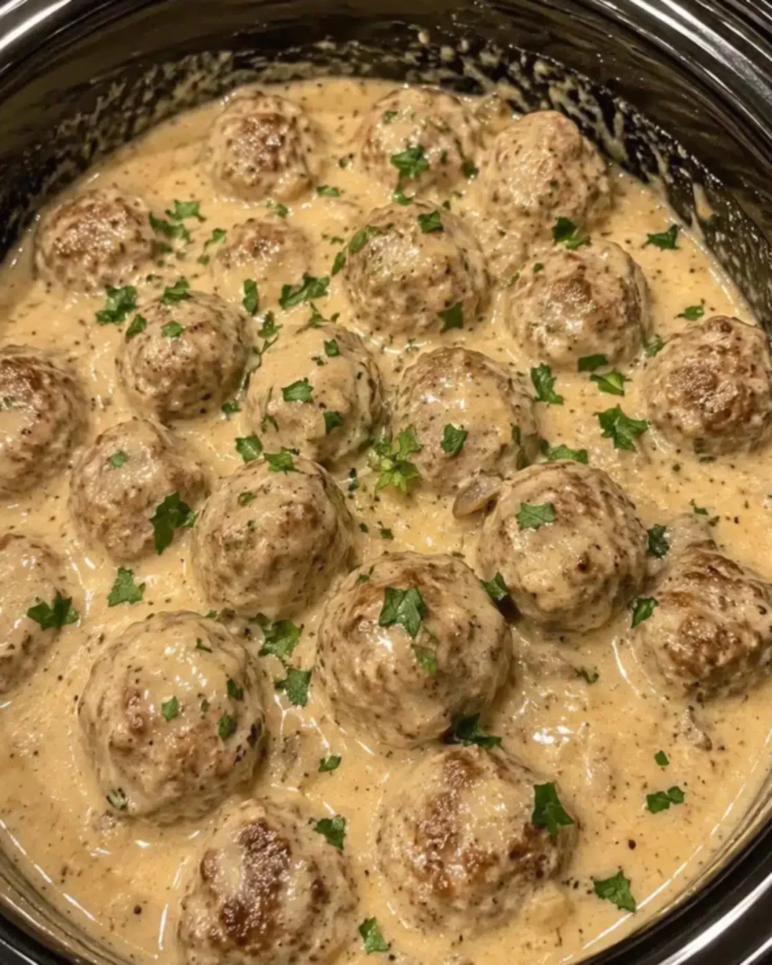 Creamy Garlic Slow-Cooker Meatballs