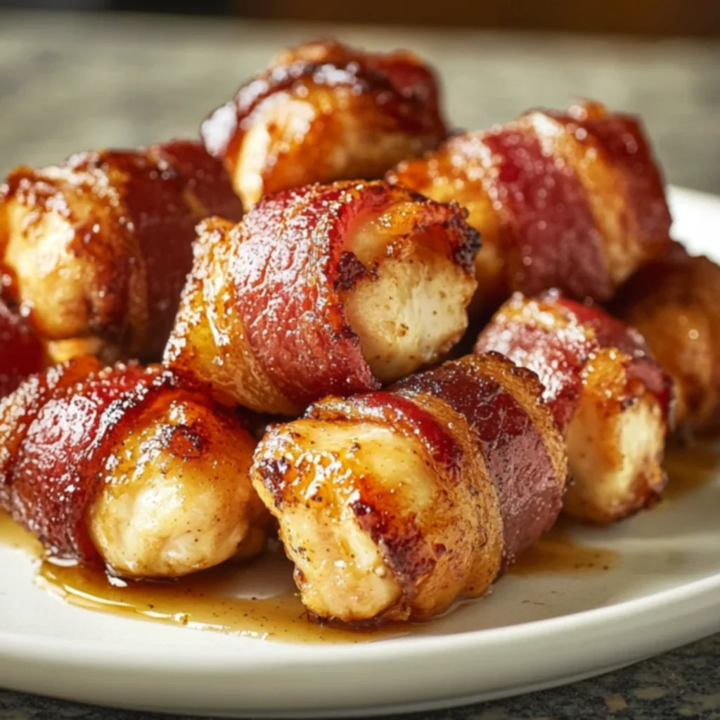 Crispy Bacon-Wrapped Brown Sugar Chicken Bites