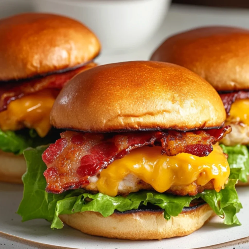 Crispy Bacon-Wrapped Cheddar Chicken Sliders
