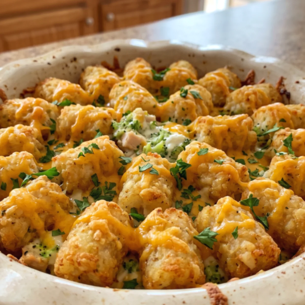 Crispy Broccoli Cheddar Chicken Tater Tot Bombs