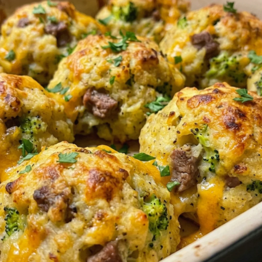 Crispy Broccoli Cheddar Steak & Potato Bombs
