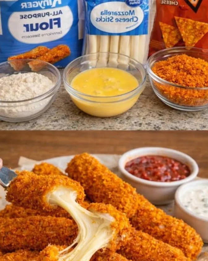 Crispy Doritos‑Crusted Mozzarella Sticks