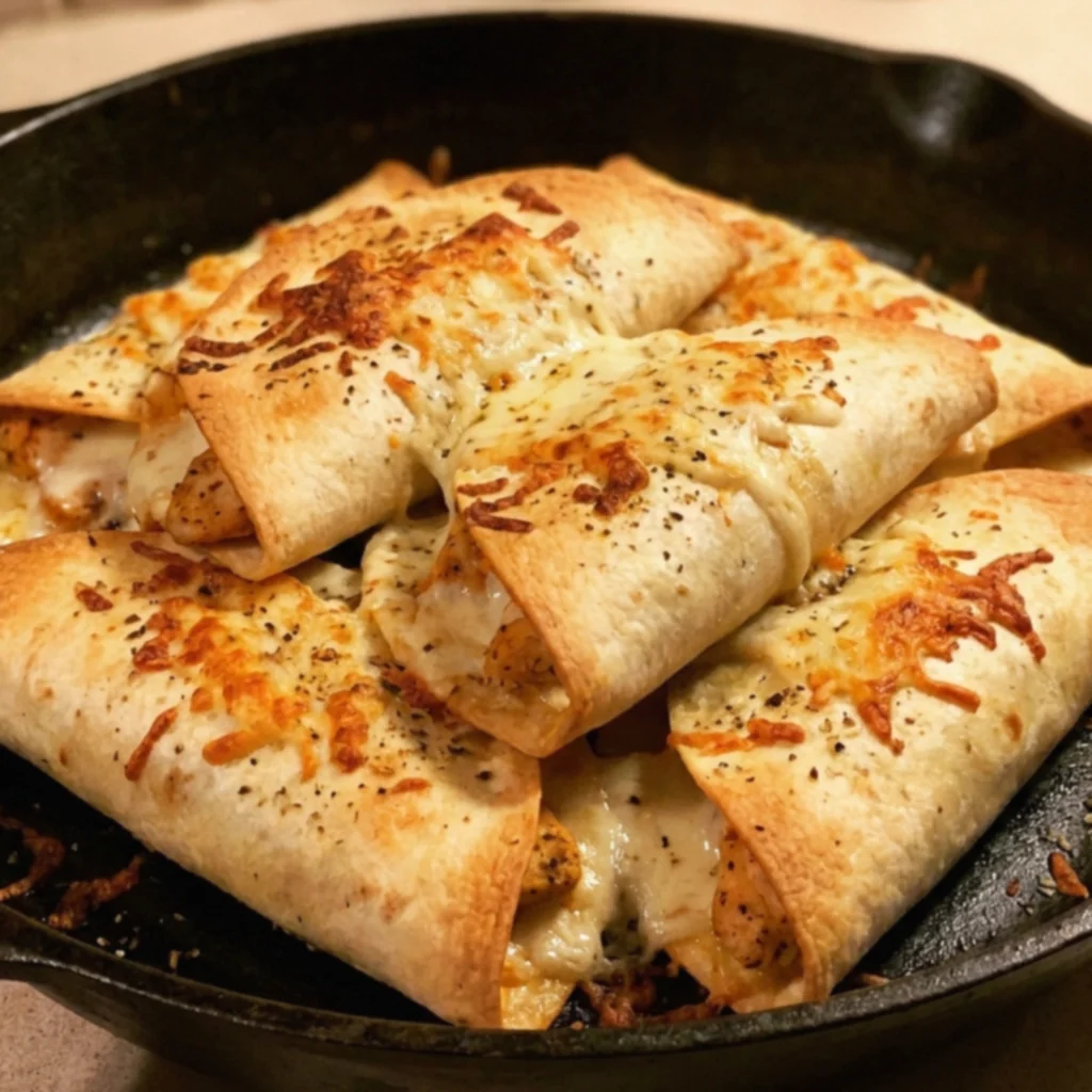 Crispy Garlic Parmesan Chicken Quesadilla Pockets
