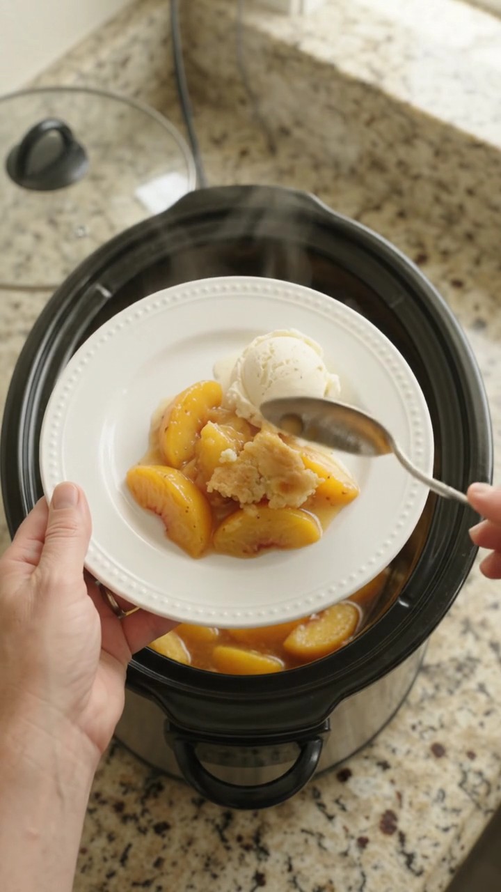 Crockpot Warm Peach Cobbler