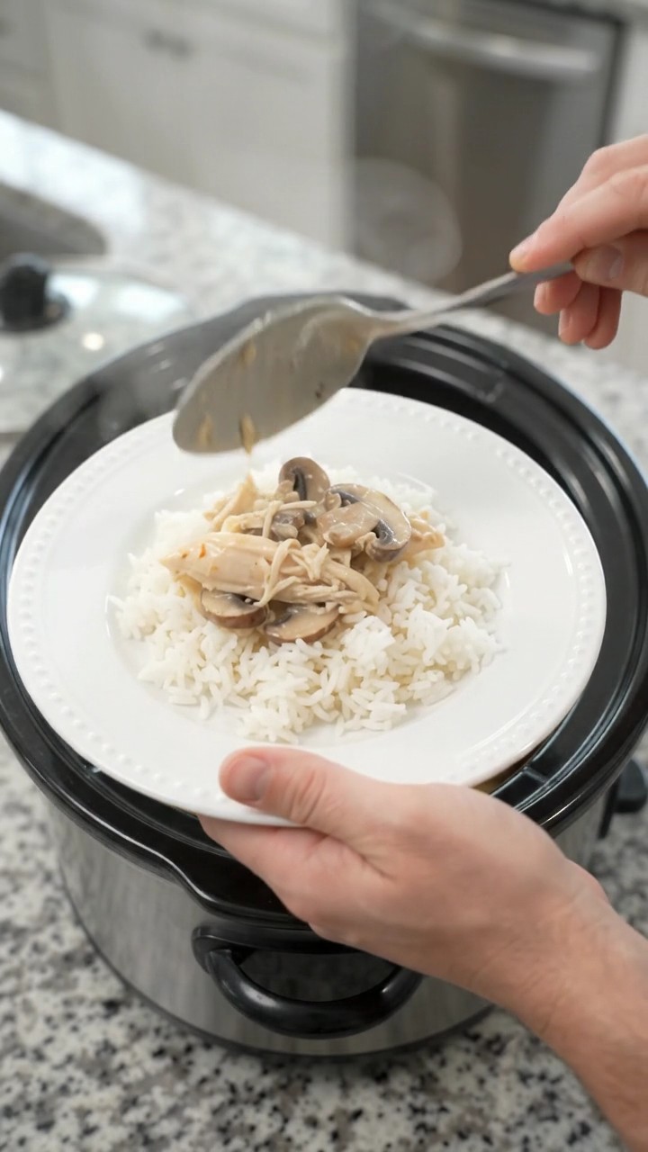 Crockpot Creamy Cheddar Mushroom Chicken