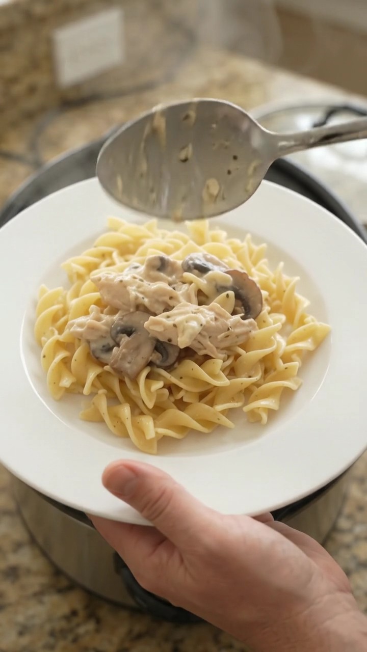 Crockpot Creamy Parmesan Mushroom Chicken