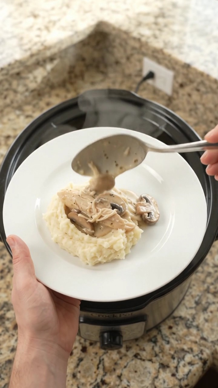 Crockpot Creamy Swiss Mushroom Chicken