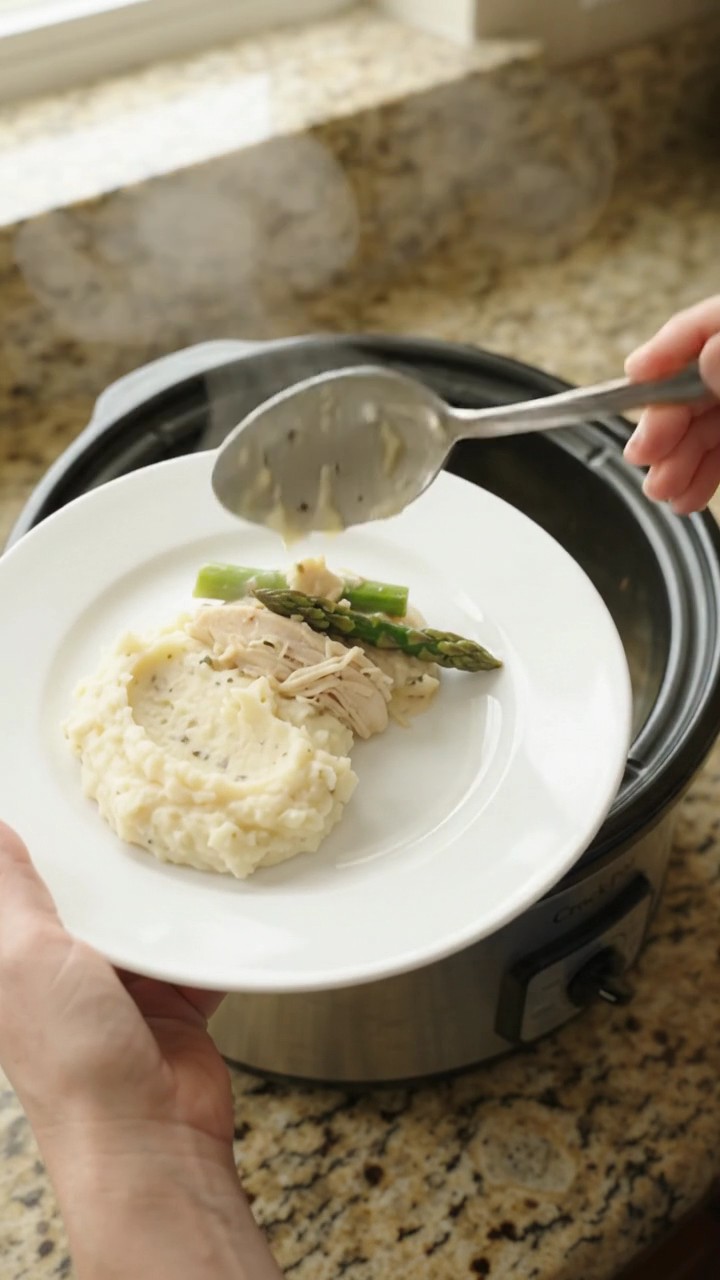Crockpot Creamy Swiss Asparagus Chicken