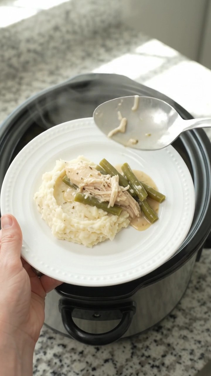 Crockpot Creamy Swiss Green Bean Chicken