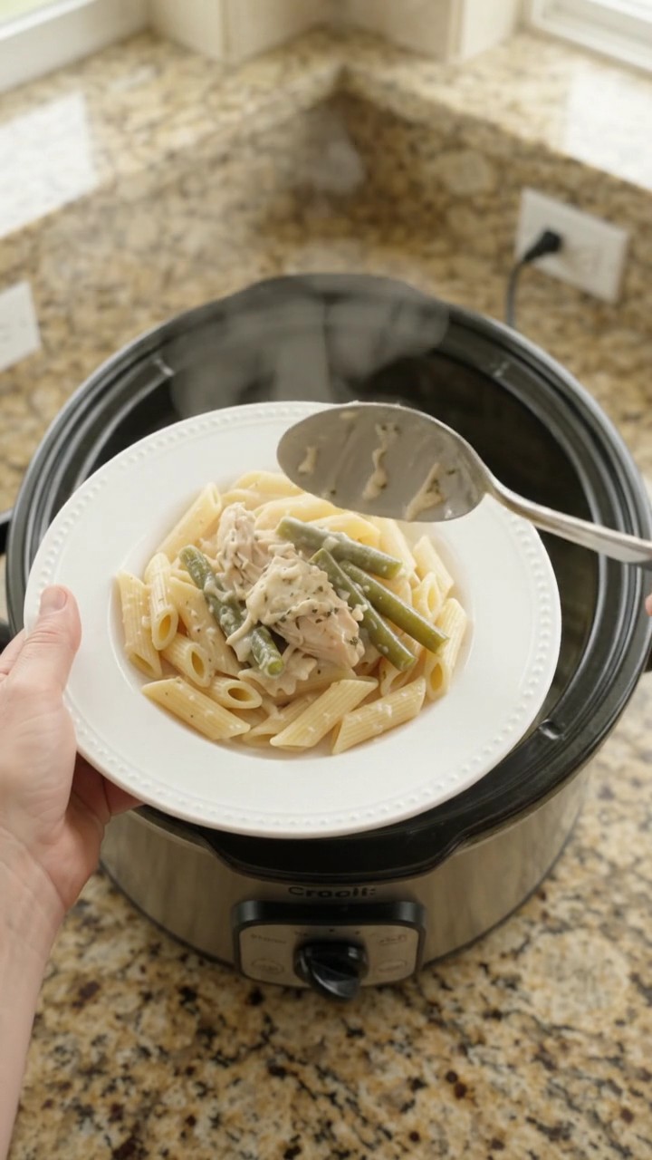 Crockpot Creamy Mozzarella Green Bean Chicken