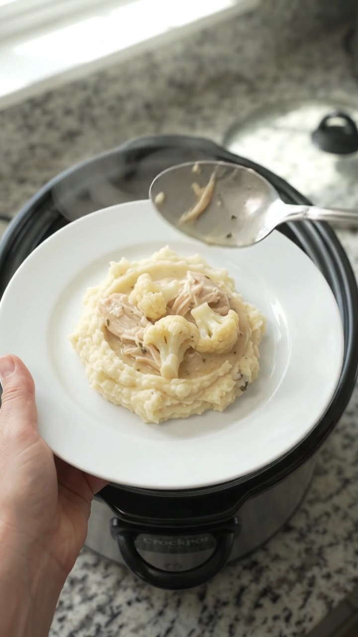 Crockpot Creamy Swiss Cauliflower Chicken