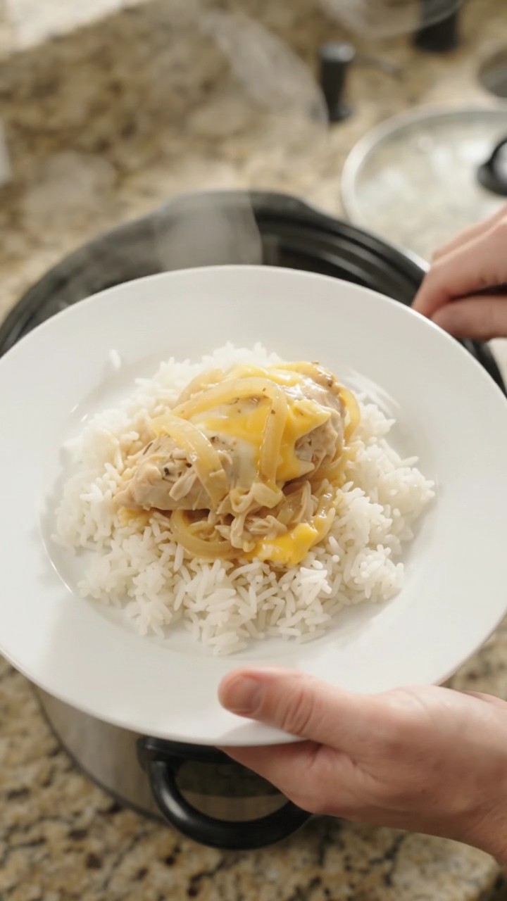 Crockpot Creamy Cheddar French Onion Chicken