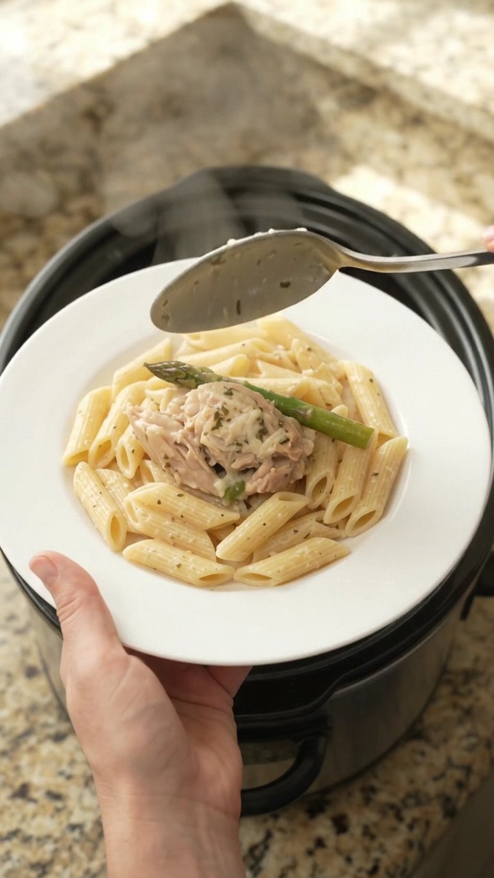 Crockpot Velvety Mozzarella Asparagus Chicken Thighs